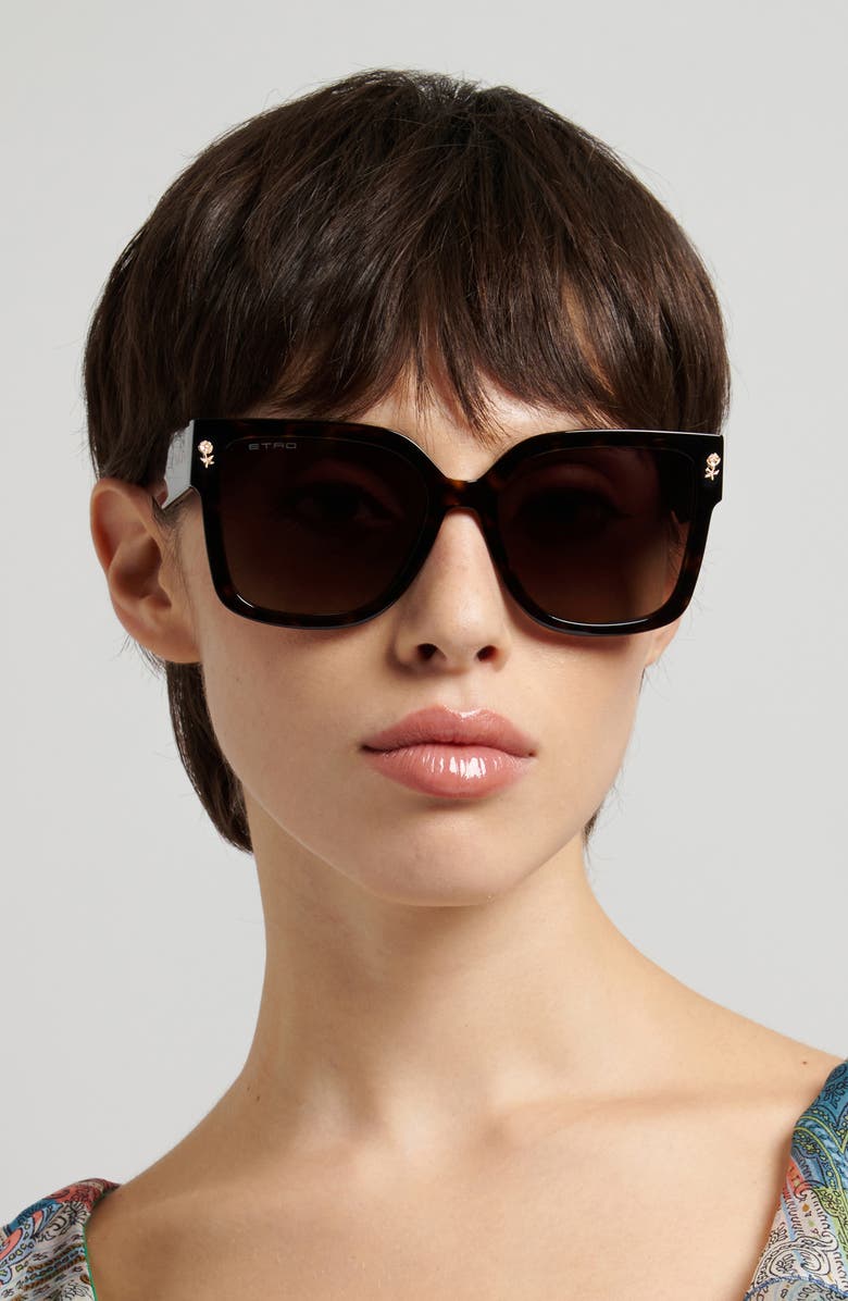 Etro 57mm Square Sunglasses, Alternate, color, Havana/ Brown Sf