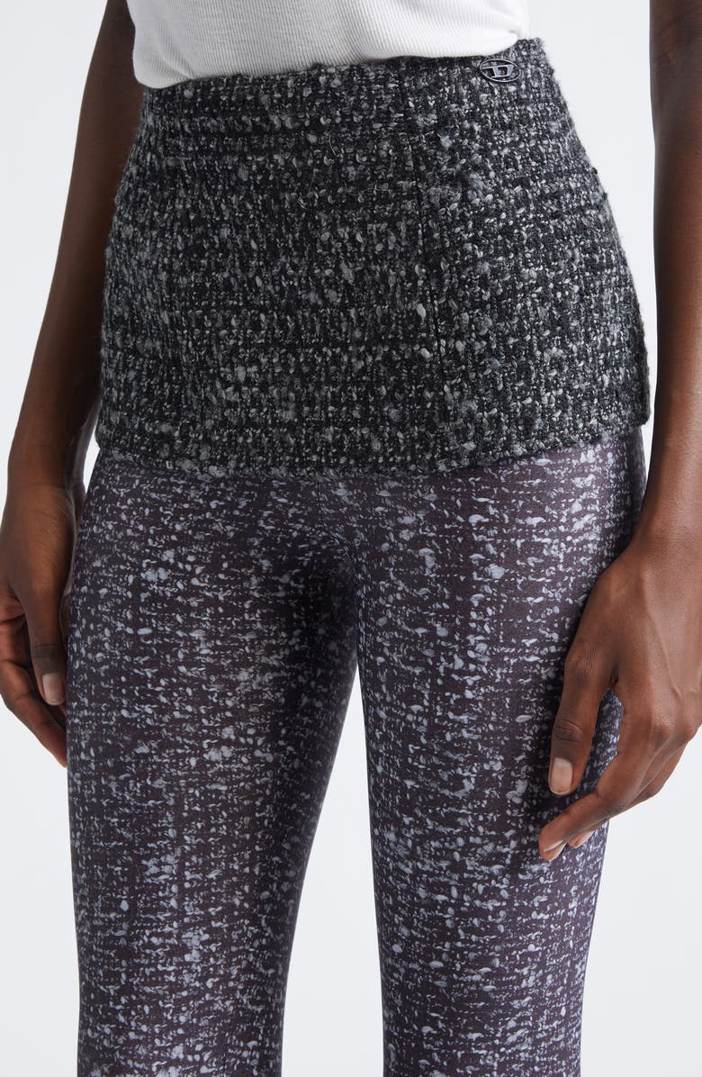DIESEL<sup>®</sup> P-Hour Bouclé Skirt with Trompe l'Oeil Leggings, Alternate, color, Deep/Black