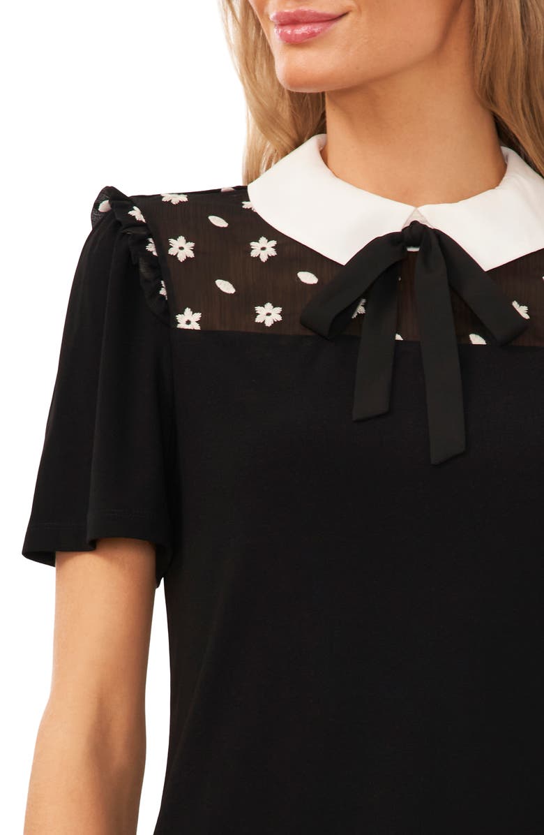 CeCe Mixed Media Collared Top, Alternate, color, 