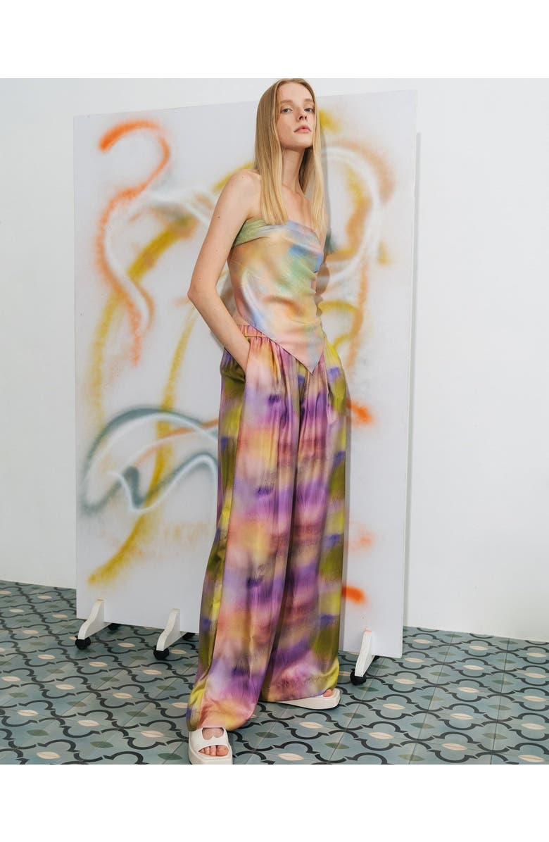 Lost Pattern NYC "Brooklyn" Silk Wide Leg Palazzo Pants, Alternate, color, Pink