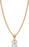 ALLUREZ Round Solitaire Lab Diamond Pendant Necklace 14K Yellow Gold