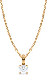 ALLUREZ Round Solitaire Lab Diamond Pendant Necklace 14K Yellow Gold
