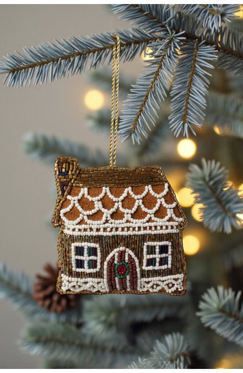 Pillowpia Gingerbread Cabin Ornament Set, Alternate, color, Gingerbread