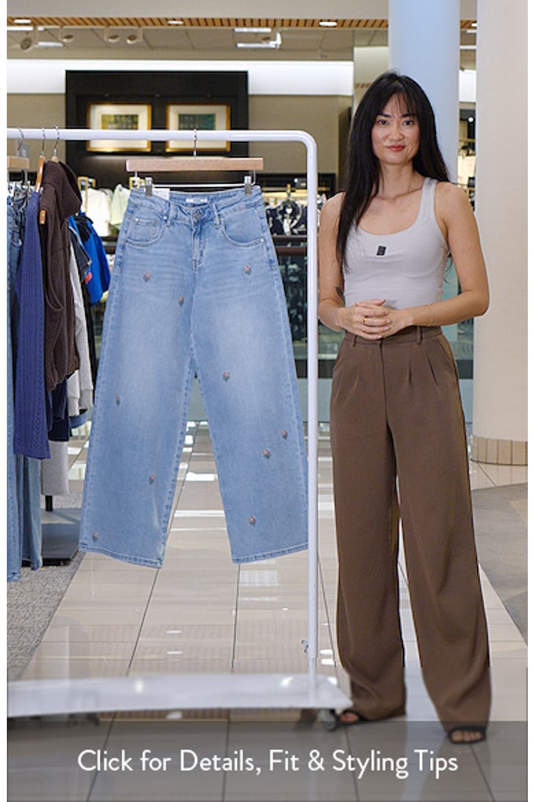 Embroidered Mid Rise Wide Leg Jeans video