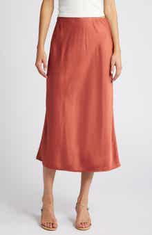 Treasure & Bond Bias Cut Satin Midi Skirt