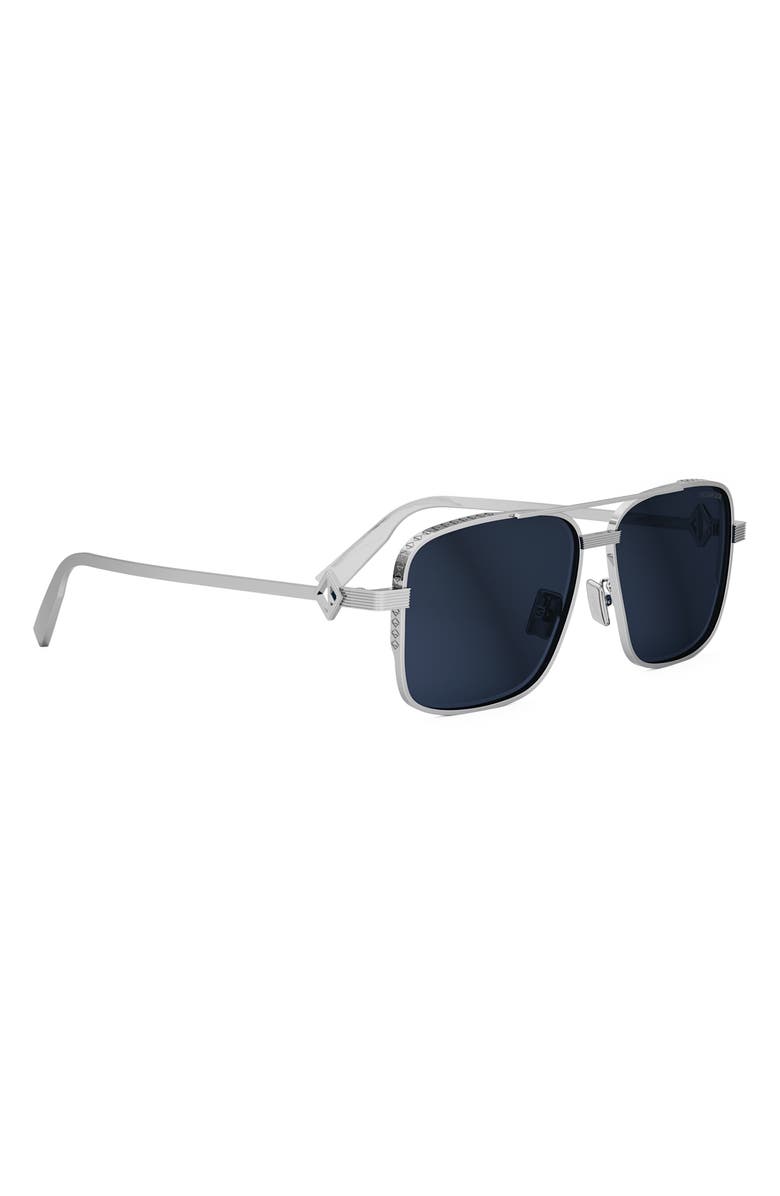 DIOR CD Diamond S9U 58mm Navigator Sunglasses, Alternate, color, Shiny Palladium / Blue