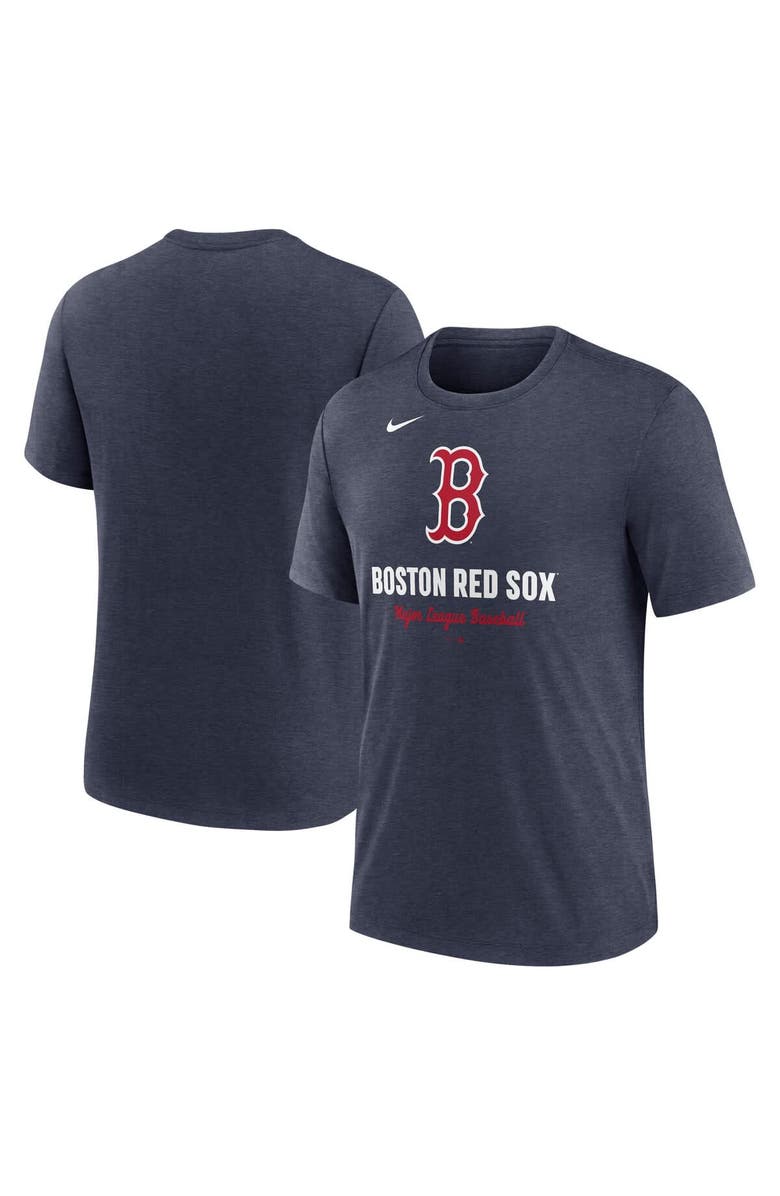 Nike Men's Nike Heather Navy Boston Red Sox Logo Tri-Blend T-Shirt, Alternate, color, Heather Navy