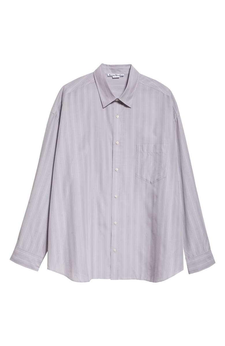 Acne Studios Soffia Relaxed Fit Stripe Button-Up Shirt, Main, color, Grey/ Multi