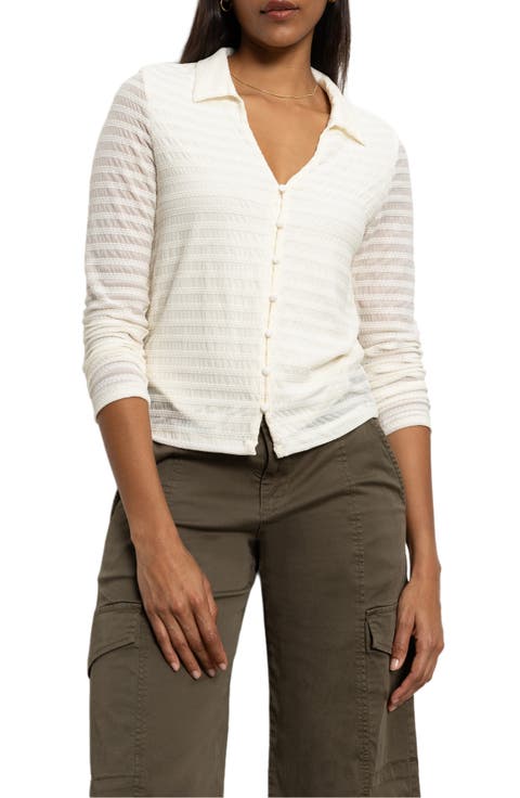 Stretch Lace Button-Up Shirt