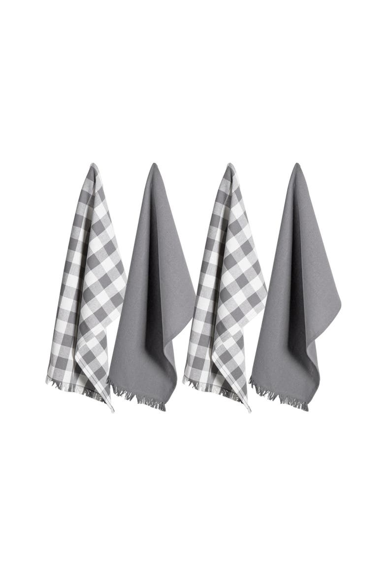 Gray Asst Heavyweight Fringed Dishtowel Set/4, Main, color, Gray