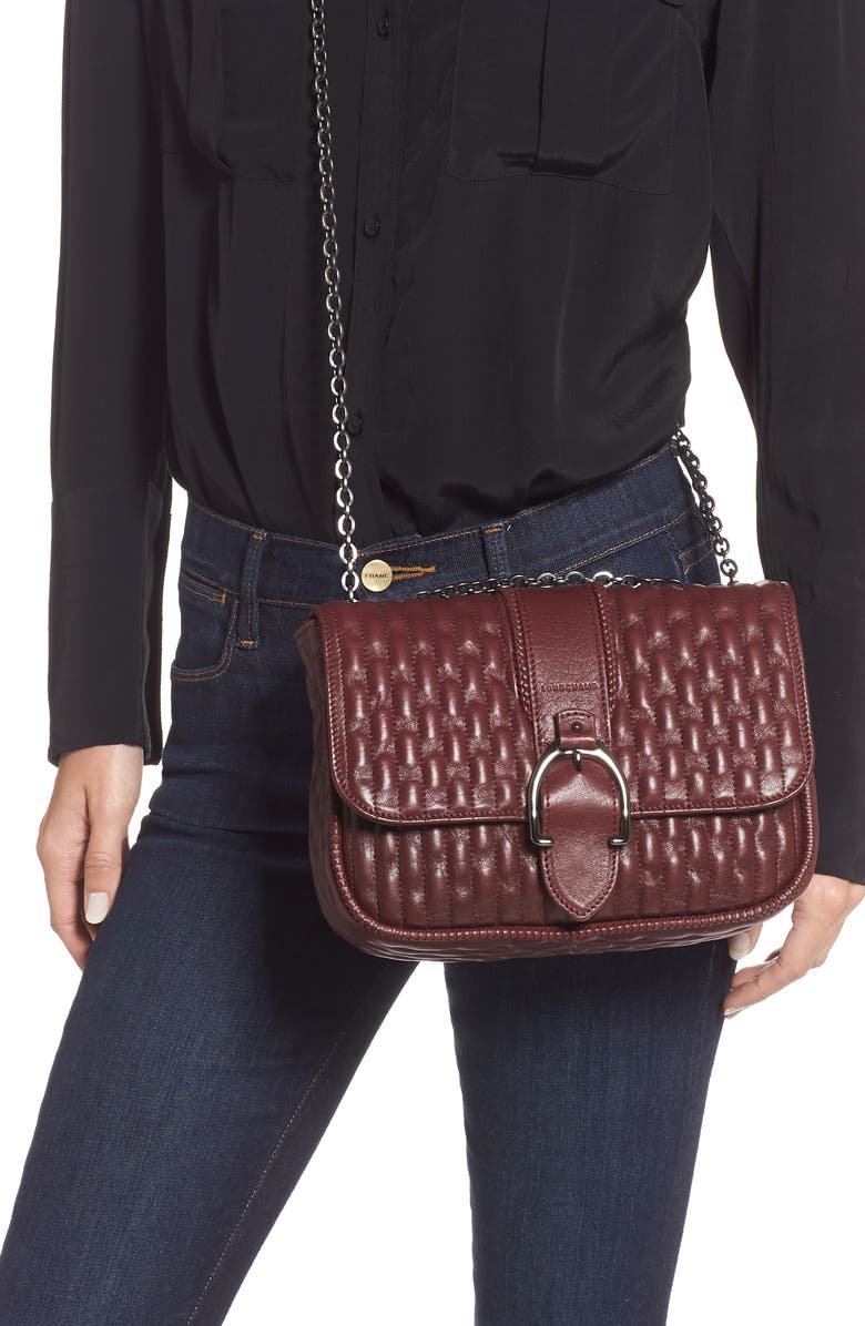 Longchamp Small Amazone Quilted Leather Crossbody Bag, Alternate, color, Brandy
