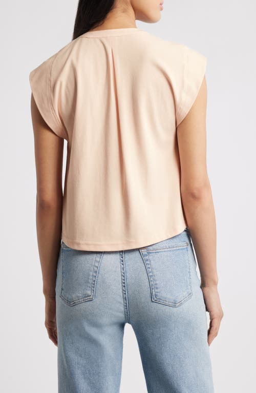 Wit & Wisdom Embellished Cap Sleeve Button-up Shirt In Pale Peach