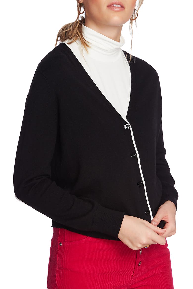 Elbow Detail Tipped Cardigan, Alternate, color, RICH BLACK