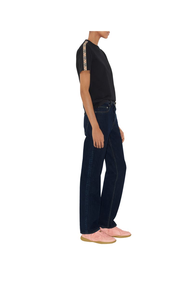 Burberry Check Trim Cotton T-shirt, Alternate, color, Black