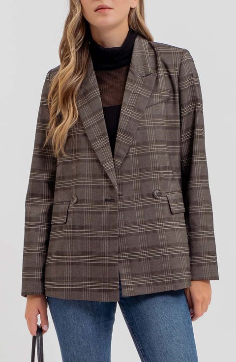 Plaid Double Breasted Blazer
