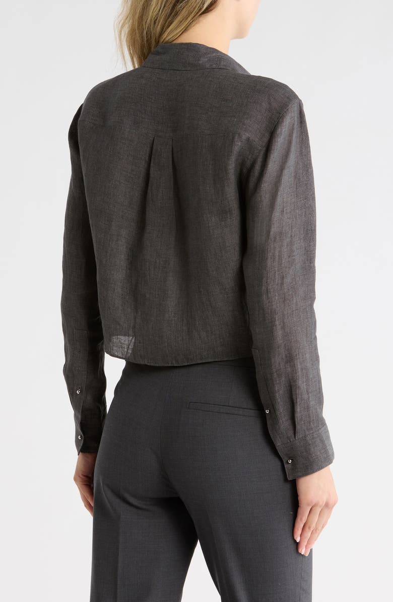 Theory Crop Button-Up Shirt, Alternate, color, Pewter Melange