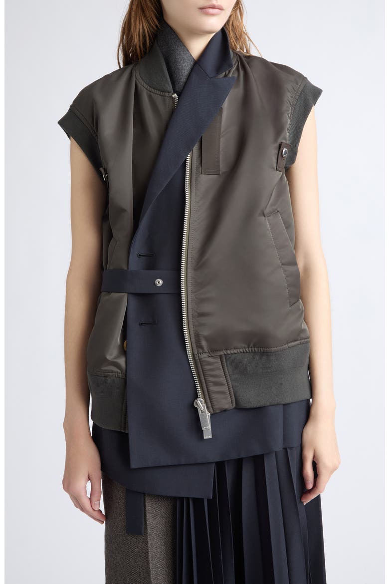 Nylon Twill & Suiting Vest, Alternate, color, NAVY/ DARK KHAKI
