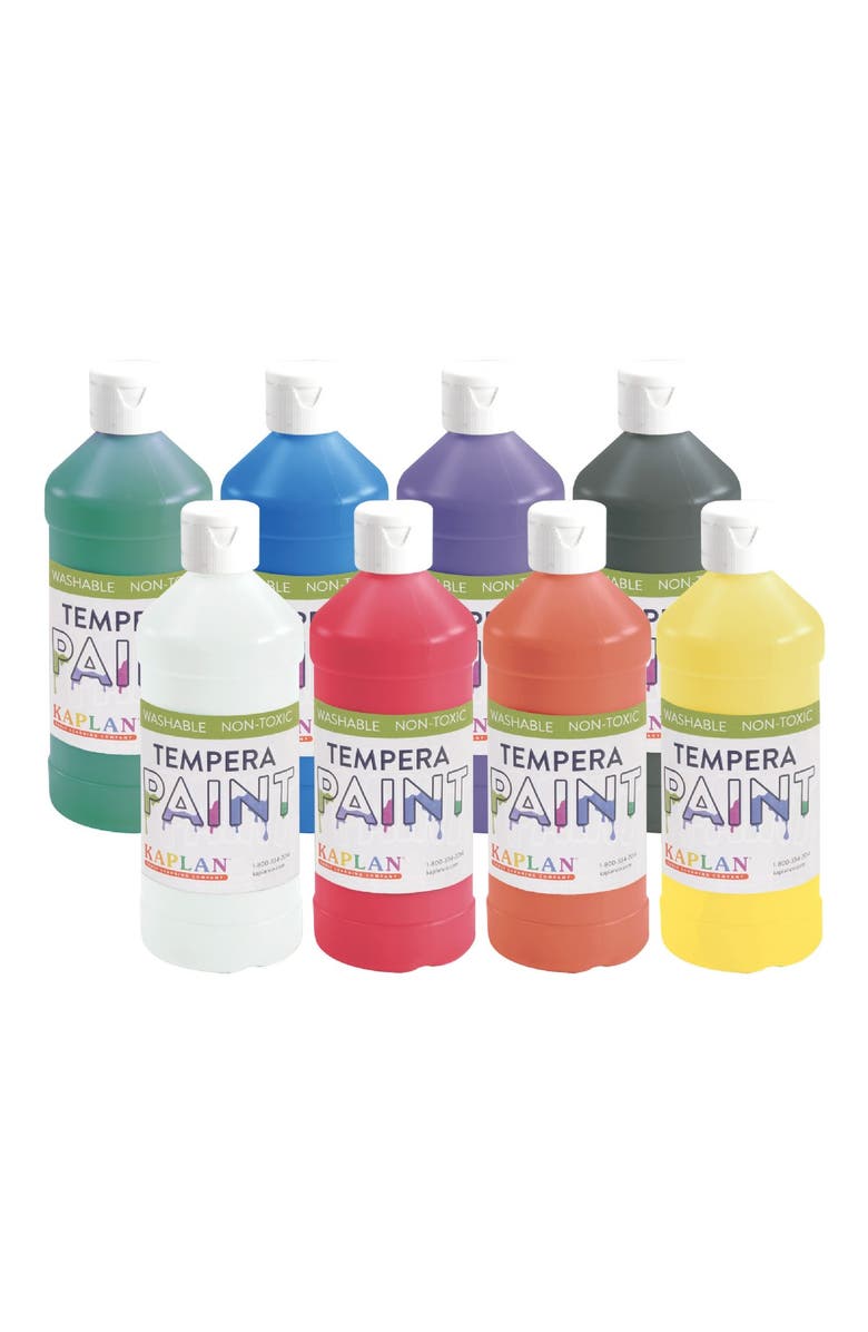 Kaplan Early Learning Company Kaplan Washable Tempera Paint - 16 oz - Set of 8, Main, color, Multicolored