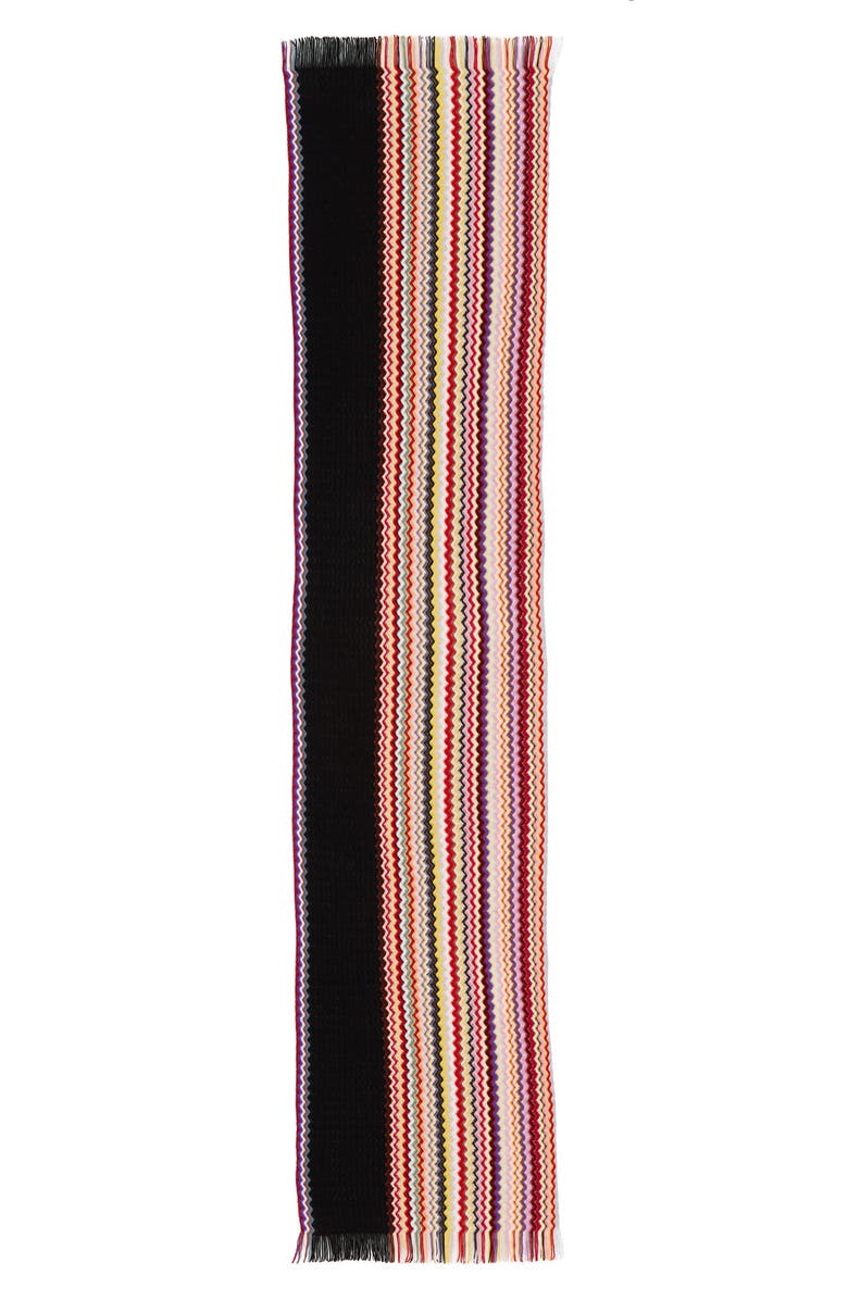 Missoni Zigzag & Solid Wool Scarf, Alternate, color, 