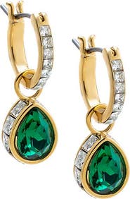 BY ADINA EDEN Colored Pear Pave Rimmed Drop Huggie Earring