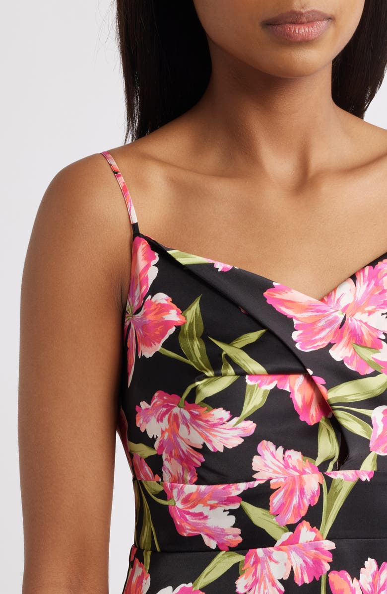 Anne Klein Patio Print Cowl Neck Tiered Midi Dress, Alternate, color, Anne Black Multi