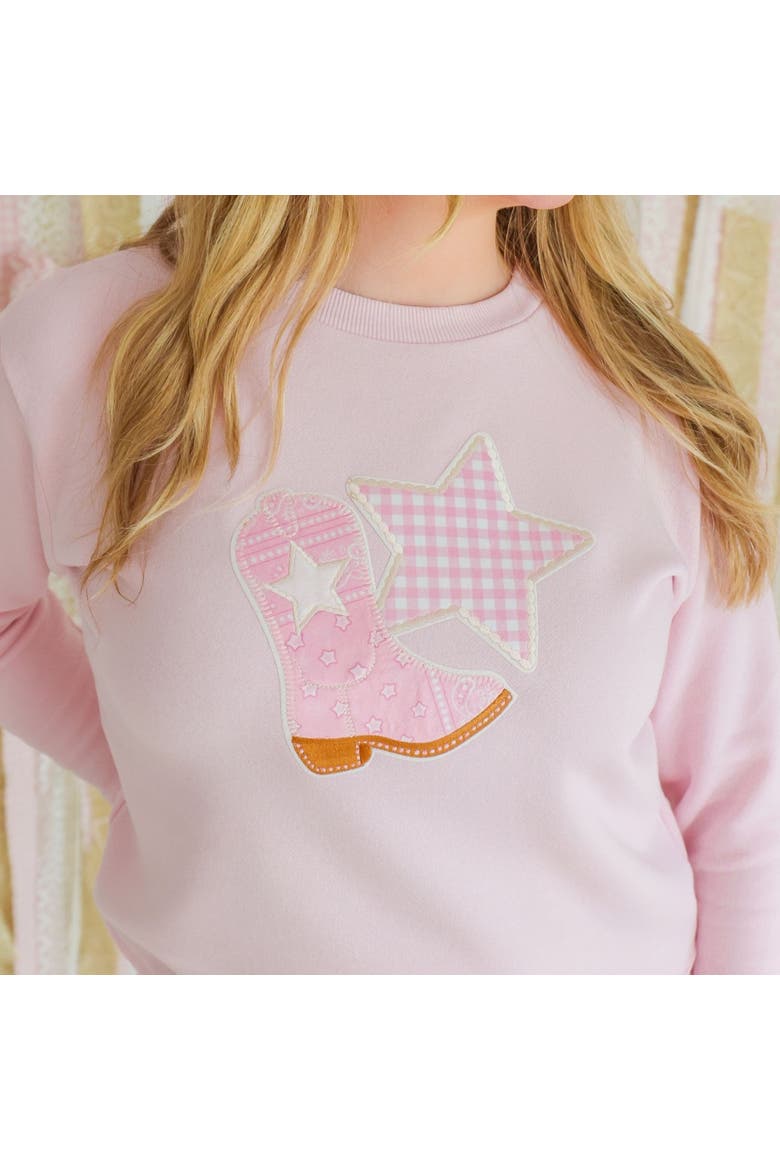 Bandana Cowgirl Patch Western Women's Sweatshirt, Alternate, color, Ballet Pink