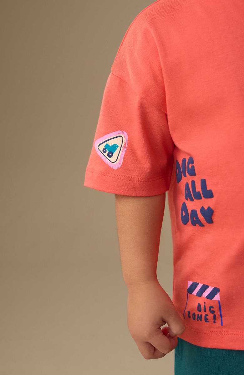 NEXT Kids' Dig All Day Graphic T-Shirt & Drawstring Shorts Set, Alternate, color, Orange