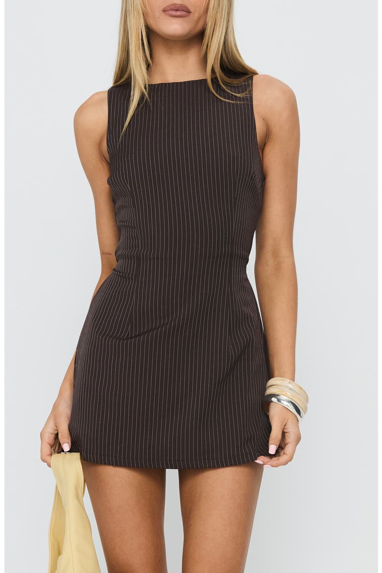 Yumiko Pinstripe Sleeveless Romper, Main, color, BROWN STRIPE
