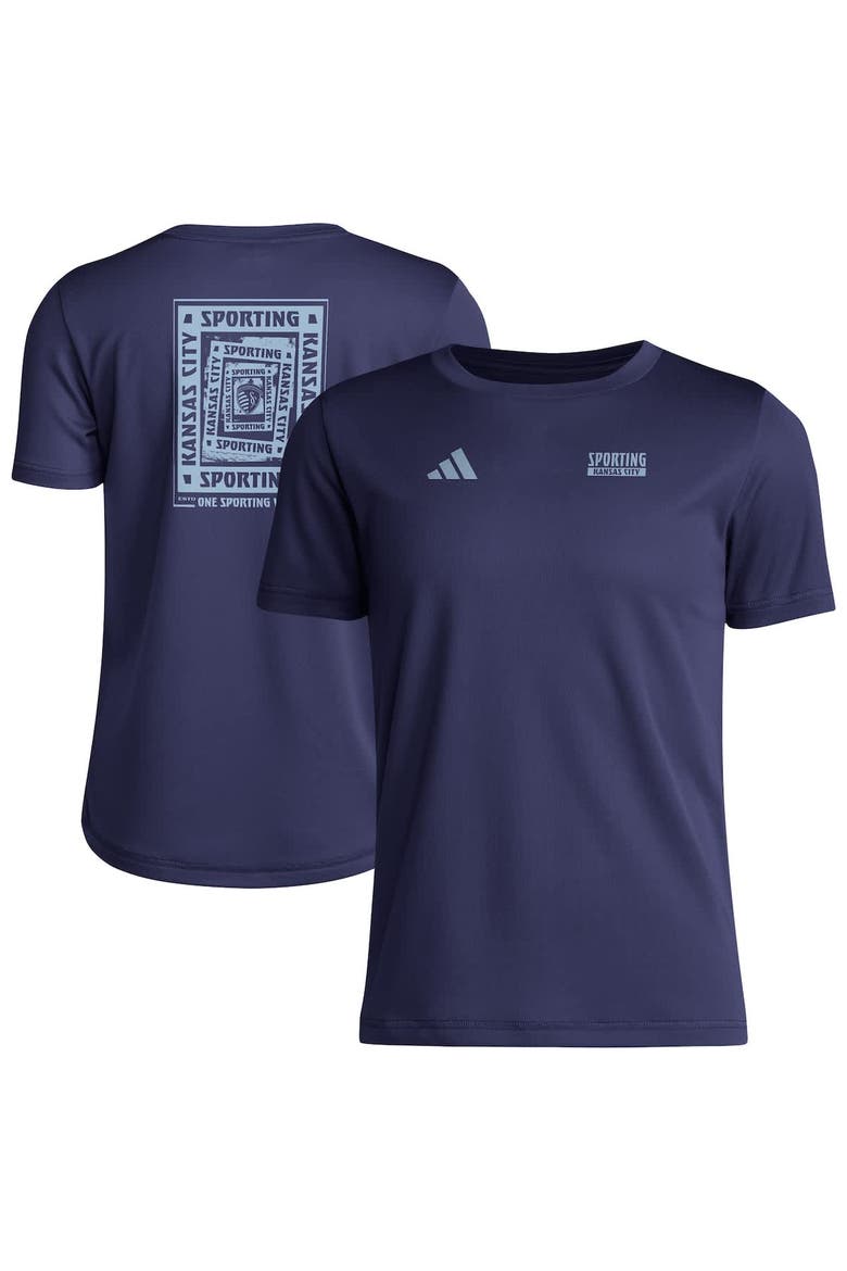 Youth adidas  Navy Sporting Kansas City Local Wrap T-Shirt, Main, color, Navy