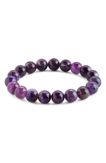 Sterling Forever Amethyst Beaded Stretch Bracelet In Purple