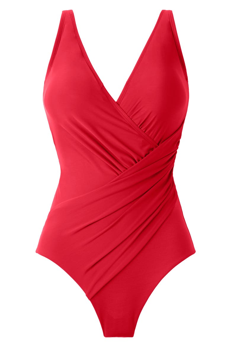 Oceanus Solid One-Piece Swimsuit, Alternate, color, POPPY