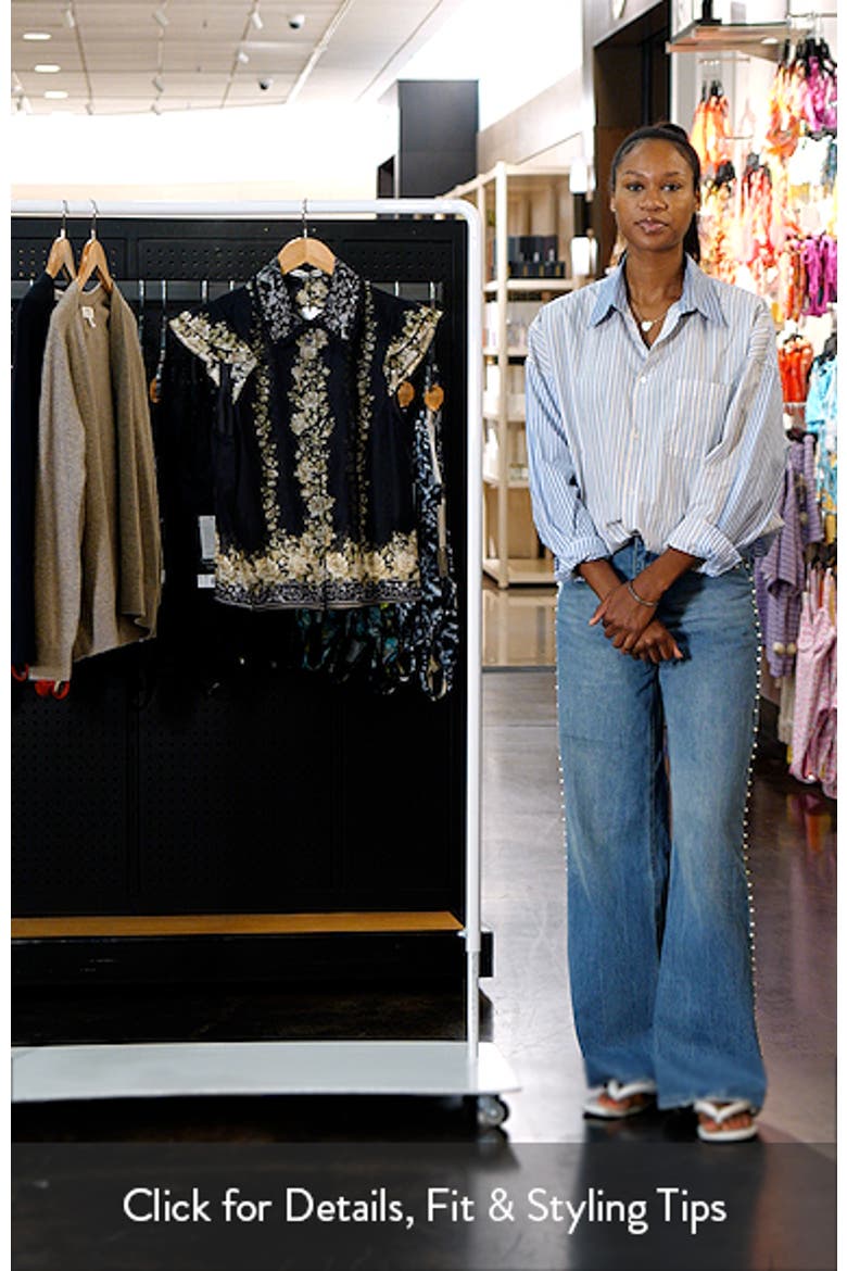 Martel Flutter Sleeve Cotton & Silk Button-Up Top video