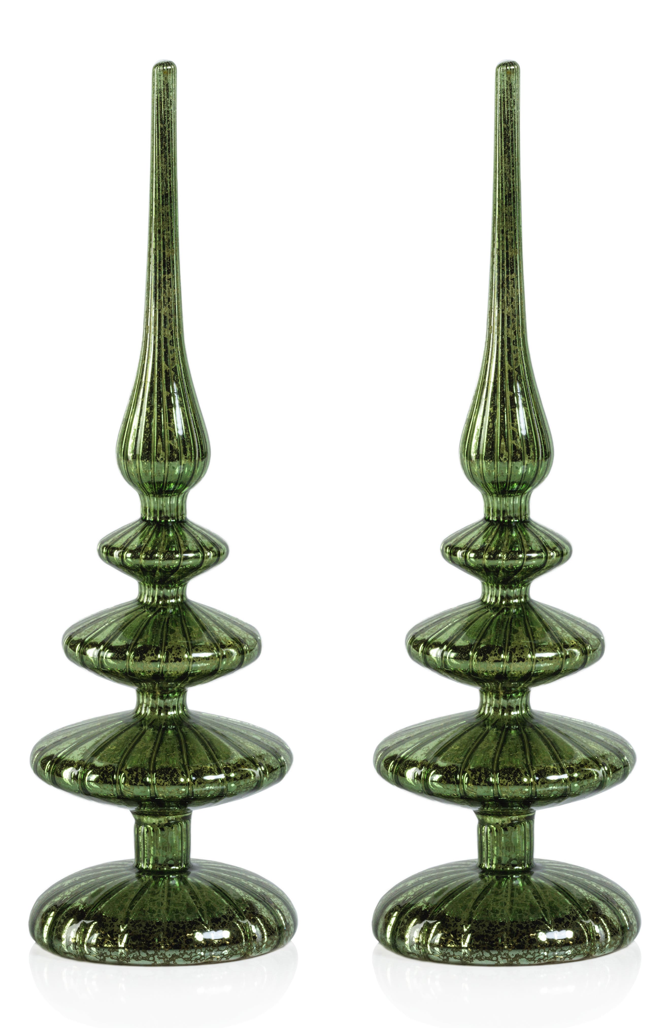 Zodax Set of 2 Azenor LED Decorative Glass Tabletop Finial Ornaments