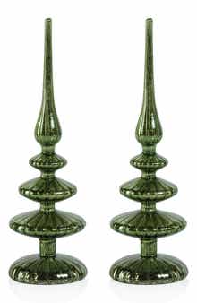 Zodax Set of 2 Azenor LED Decorative Glass Tabletop Finial Ornaments