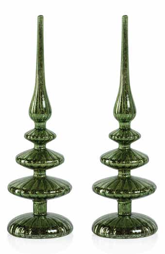 Zodax Set of 2 Azenor LED Decorative Glass Tabletop Finial Ornaments