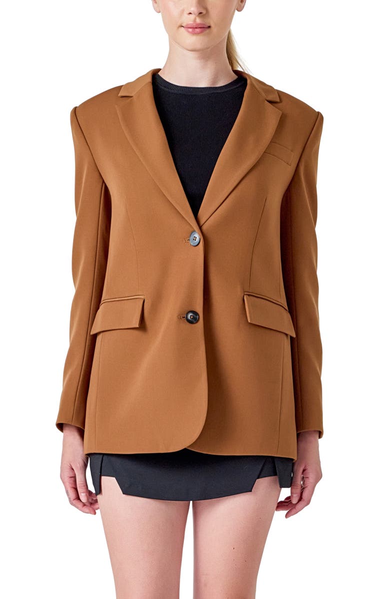 Endless Rose Everyday Oversize Two-Button Blazer, Alternate, color, Camel