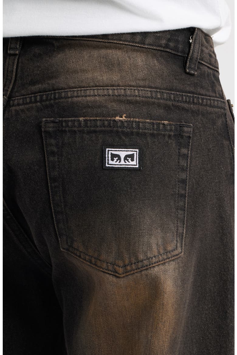 Studded Boxcar Straight Leg Jeans, Alternate, color, BLACK RUST WASH