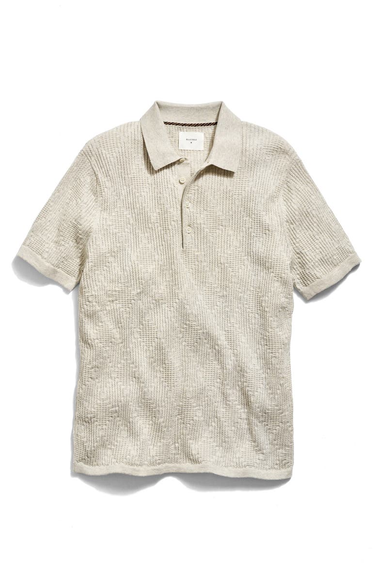 Billy Reid Diamond Stitch Polo Sweater, Alternate, color, Light Grey Heather