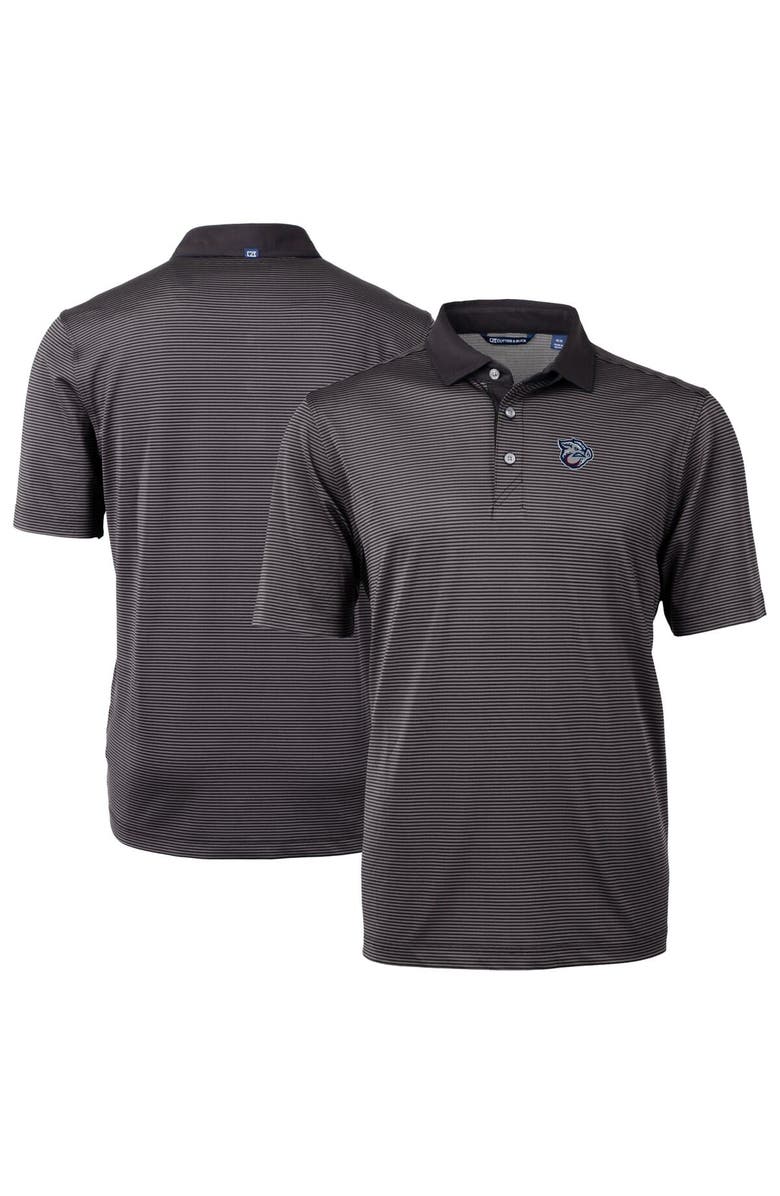 Cutter & Buck Men's Cutter & Buck Black Lehigh Valley IronPigs Big & Tall Virtue Eco Pique Micro Stripe Recycled Polo, Alternate, color,