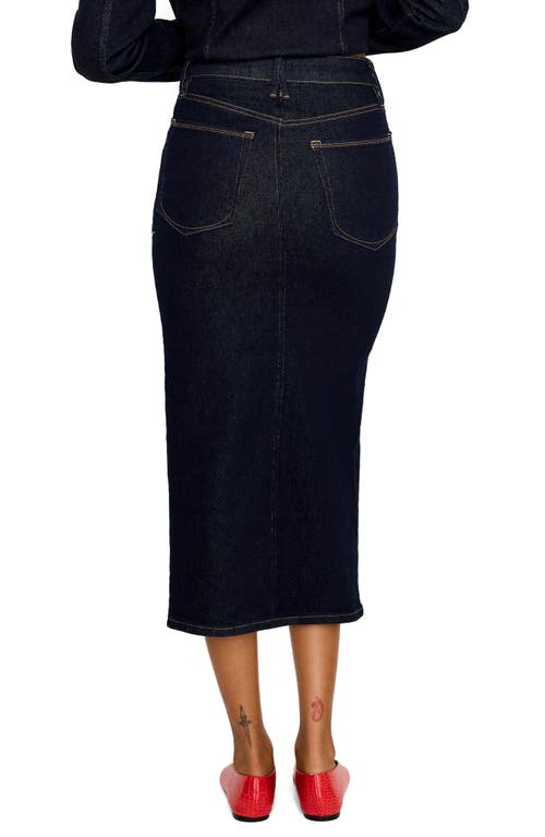GOOD AMERICAN GOOD AMERICAN FRONT SLIT DENIM MIDI SKIRT 
