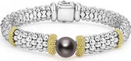 LAGOS Luna Black Tahitian Pearl Station Bracelet