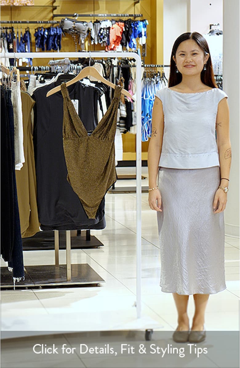 Savannah Plunge Neck Shimmer Bodysuit, sales video thumbnail