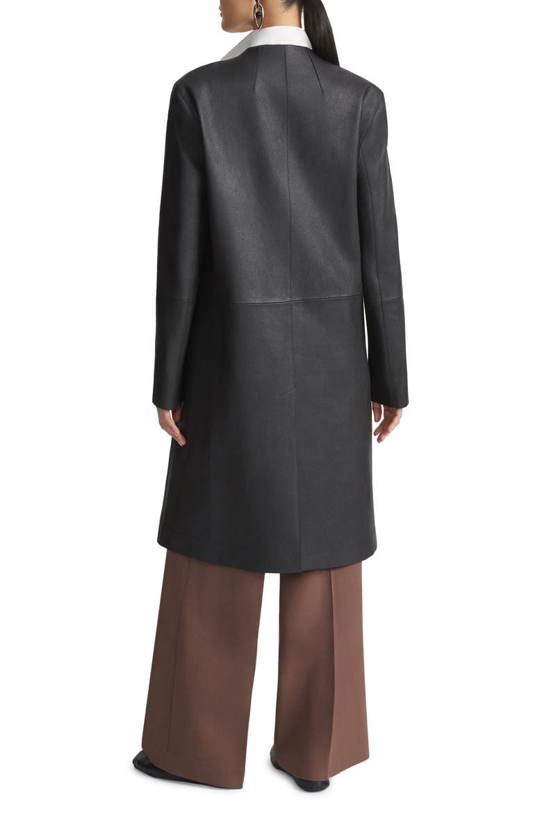 V-Neck Lambskin Leather Coat, Alternate, color, BLACK