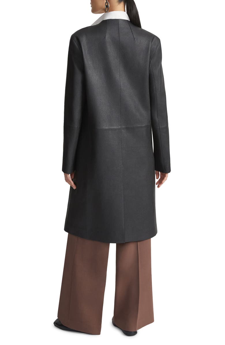 Lafayette 148 New York V-Neck Lambskin Leather Coat, Alternate, color, 