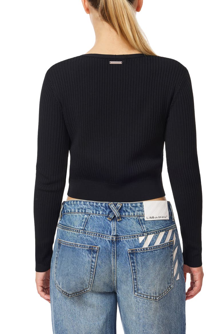 Hardware Ribbed Cardigan, Alternate, color, BLACK NIGHT