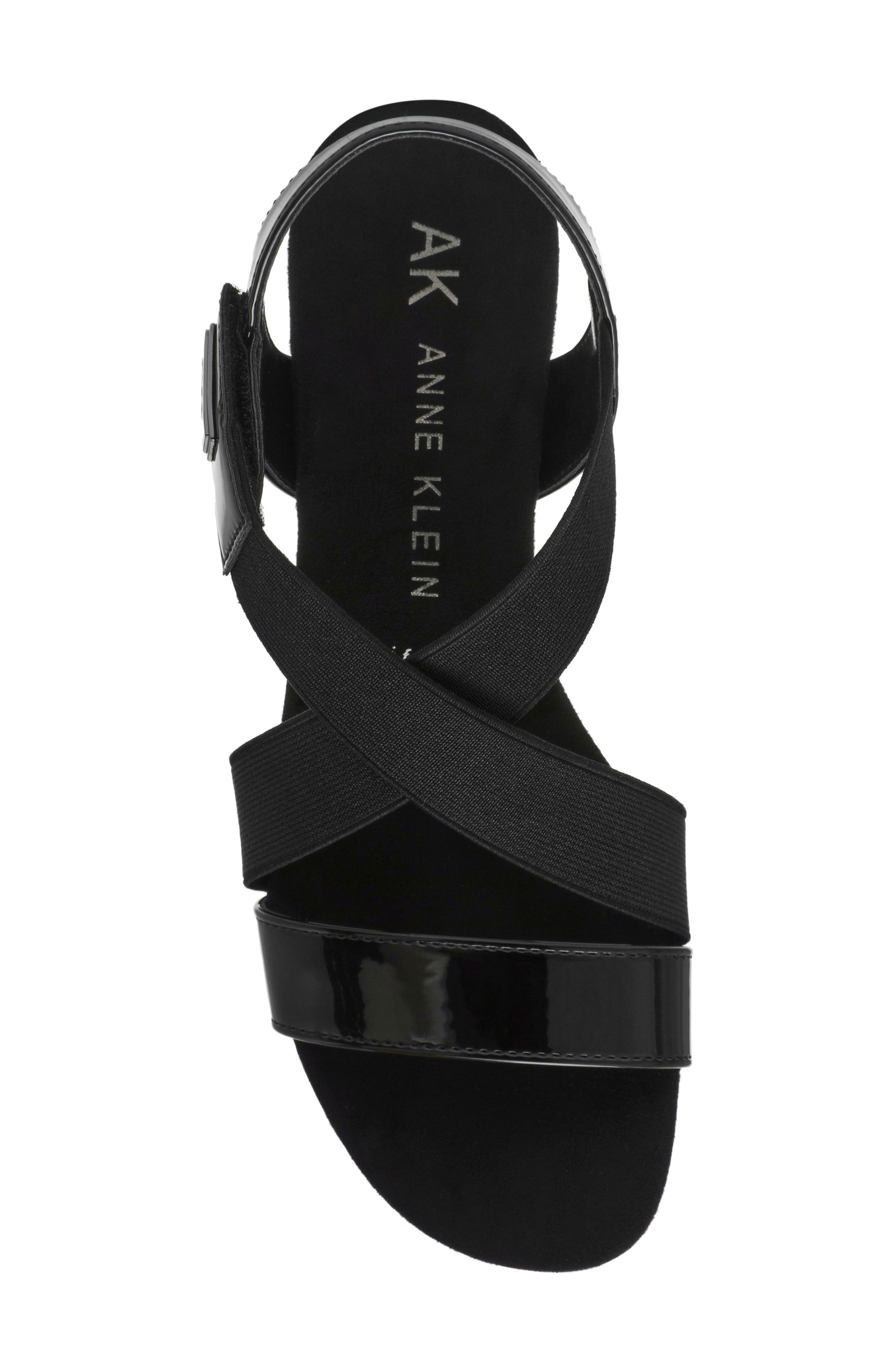 Anne Klein Bhoomi Wedge Sandal, Alternate, color, Black Stretch