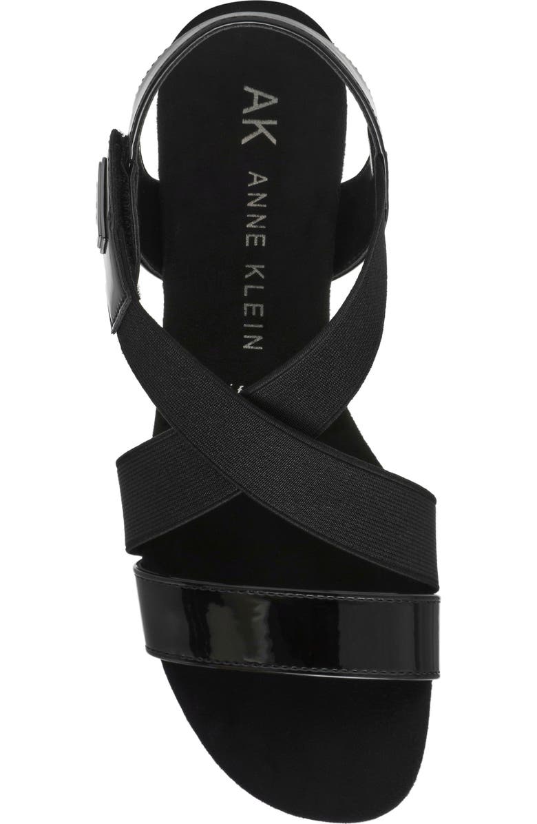 Anne Klein Bhoomi Wedge Sandal, Alternate, color, Black Stretch