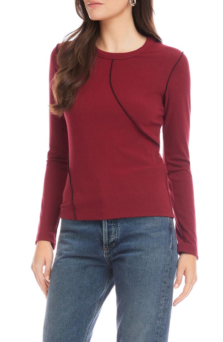 FIFTEEN TWENTY Elissa Rib Top, Alternate, color, Brick