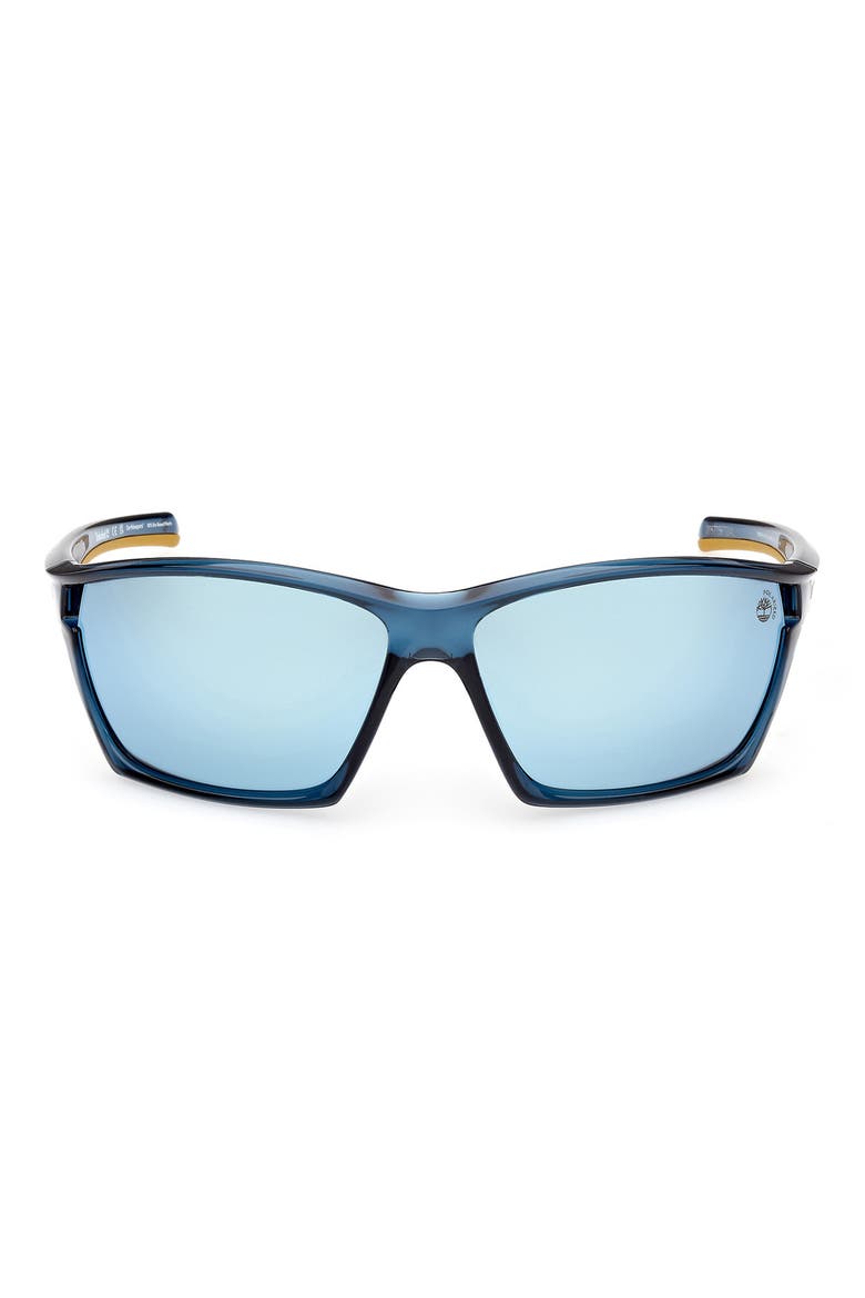 66mm Sunglasses, Main, color, SHINY BLUE / SMOKE POLARIZED