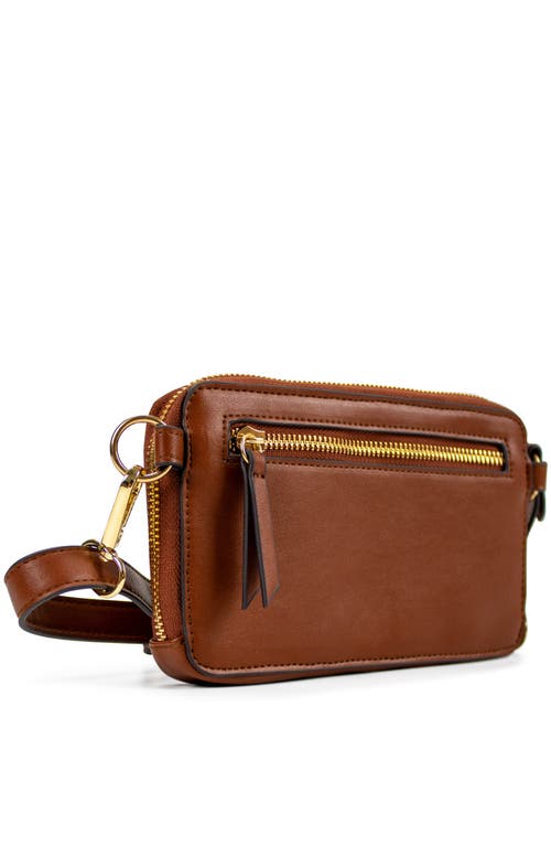 Badgley Mischka Leopard Vegan Leather Pouch Belt Bag In Brown